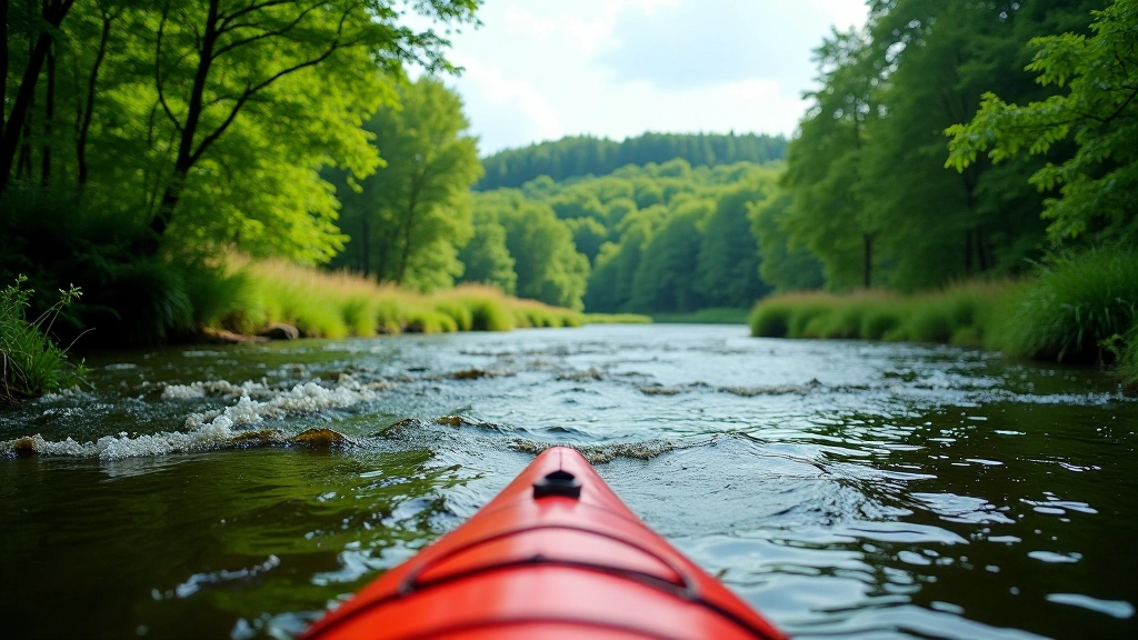Beautiful Lithuanian landscape with water and forested terrain for outdoor activities
